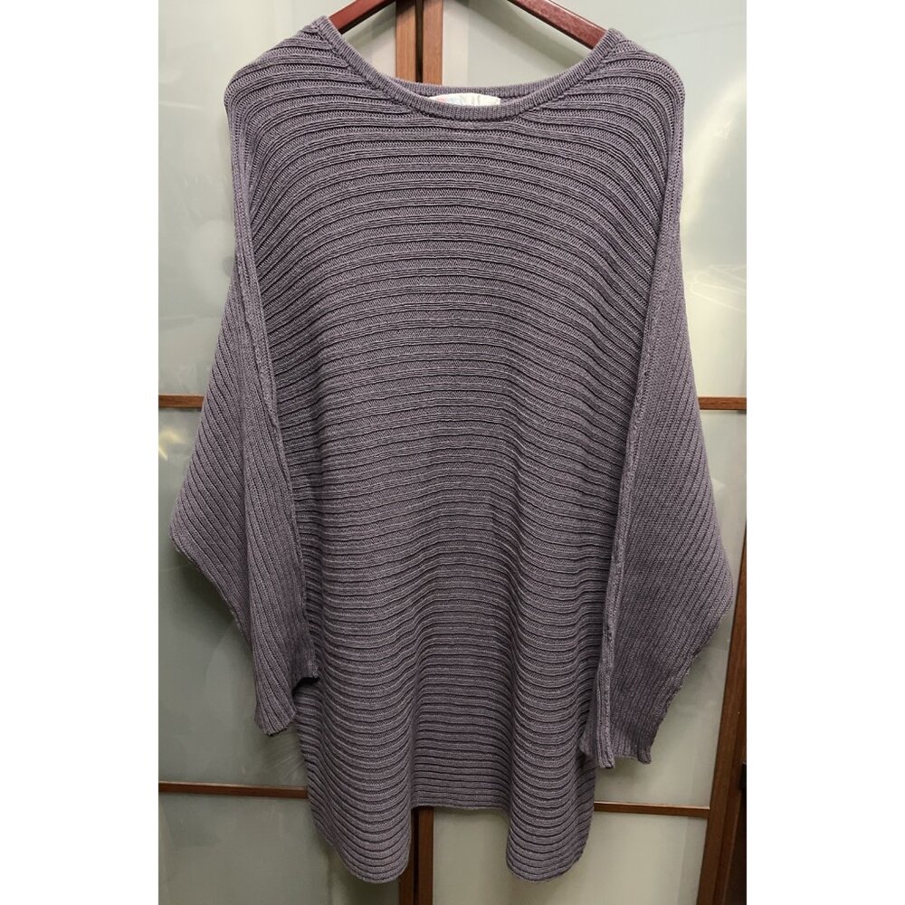 Free People FP Beach Imogene Grey Morning Fog Oversized Batwing Knit Sweater LG